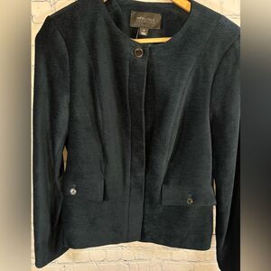 Carlisle Collection Teal Velvet Minimalist Classic Workwear Formal Jacket 6